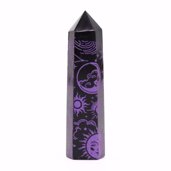 Svart Obsidian Spiss (Ca. 60-70 G 9 cm) - Mystic Story - Deep Purple - Bilde 8