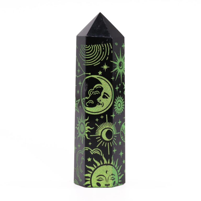 Black-Obsidian-Points-approx-60-70-gm-9cm-Mystic-Story-Forest-Green