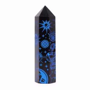 Stav av svart obsidian - Mystisk berättelse - Midnattsblå - 60-70g - 9cm