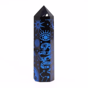 Stav av svart obsidian - Mystisk berättelse - Midnattsblå - 60-70g - 9cm