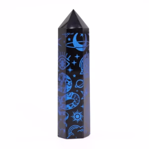 Stav av svart obsidian - Mystisk berättelse - Midnattsblå - 60-70g - 9cm