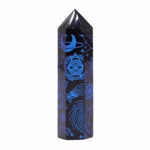 Stav av svart obsidian - Mystisk berättelse - Midnattsblå - 60-70g - 9cm
