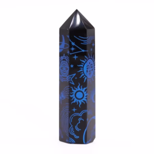 Stav av svart obsidian - Mystisk berättelse - Midnattsblå - 60-70g - 9cm