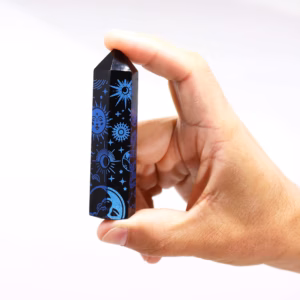 Stav av svart obsidian - Mystisk berättelse - Midnattsblå - 60-70g - 9cm