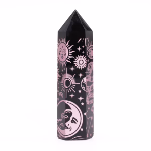Stav av Svart Obsidian - Mystisk Berättelse - Rosa - ca 60-70g 9cm - 70gm 9cm