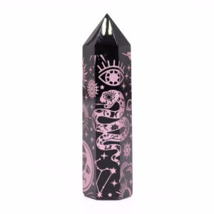 Stav av Svart Obsidian - Mystisk Berättelse - Rosa - ca 60-70g 9cm - 70gm 9cm