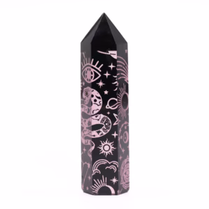 Stav av Svart Obsidian - Mystisk Berättelse - Rosa - ca 60-70g 9cm - 70gm 9cm