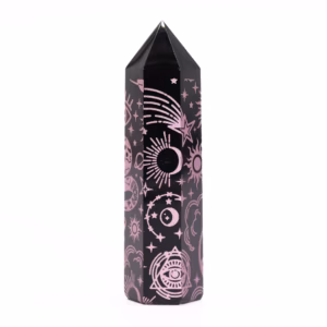 Stav av Svart Obsidian - Mystisk Berättelse - Rosa - ca 60-70g 9cm - 70gm 9cm