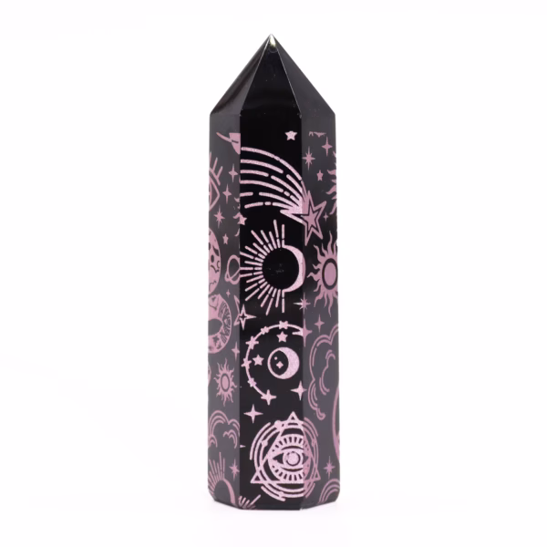 Svart Obsidian Spiss (Ca. 60-70 G 9 cm) - Mystic Story - Rose Pink - Bilde 5