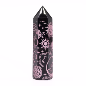 Stav av Svart Obsidian - Mystisk Berättelse - Rosa - ca 60-70g 9cm - 70gm 9cm