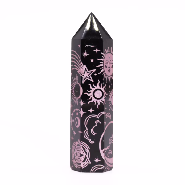 Svart Obsidian Spiss (Ca. 60-70 G 9 cm) - Mystic Story - Rose Pink - Bilde 6