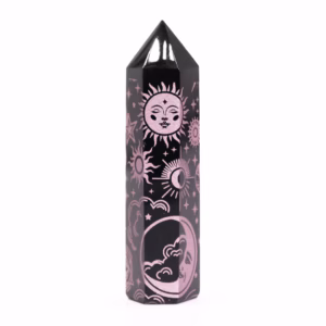 Stav av Svart Obsidian - Mystisk Berättelse - Rosa - ca 60-70g 9cm - 70gm 9cm