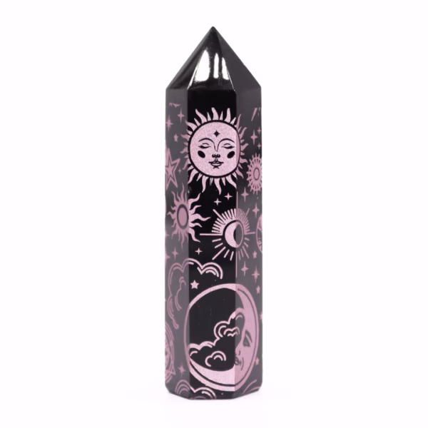 Svart Obsidian Spiss (Ca. 60-70 G 9 cm) - Mystic Story - Rose Pink - Bilde 8