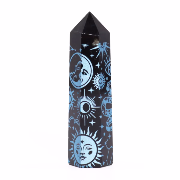 Puntas De Obsidiana Negra (Aprox. 60-70 Gm 9Cm) - Azul - Imagen 2