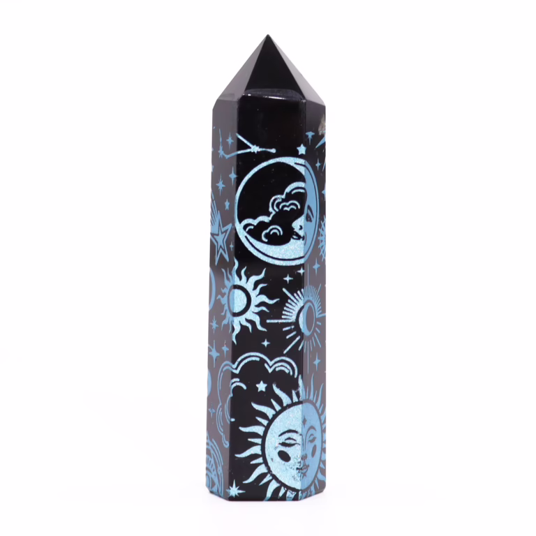 Black-Obsidian-Points-approx-60-70-gm-9cm-Mystic-Story-Sky-Blue