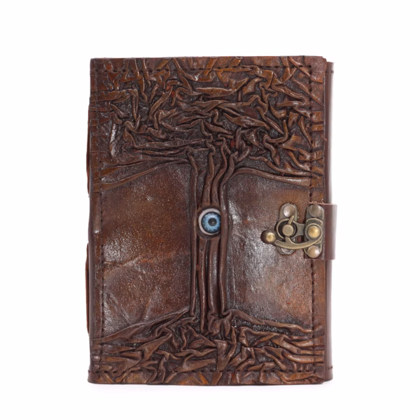 Svart Solbrun Bok - Evil Eye-Dekor - 160 Sider med Dekkede Kanter - 17x12,5 cm