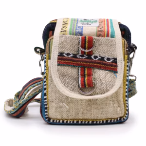 Sac à Bandoulière en Chanvre et Jhari - Sac de Voyage