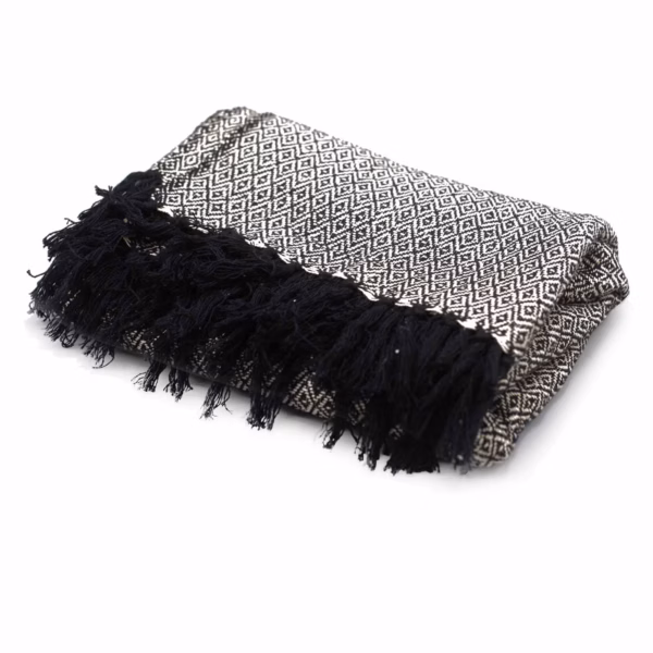 Boho Comfort Pledd - 125x150cm - Hvit - Charcoal - Bilde 2