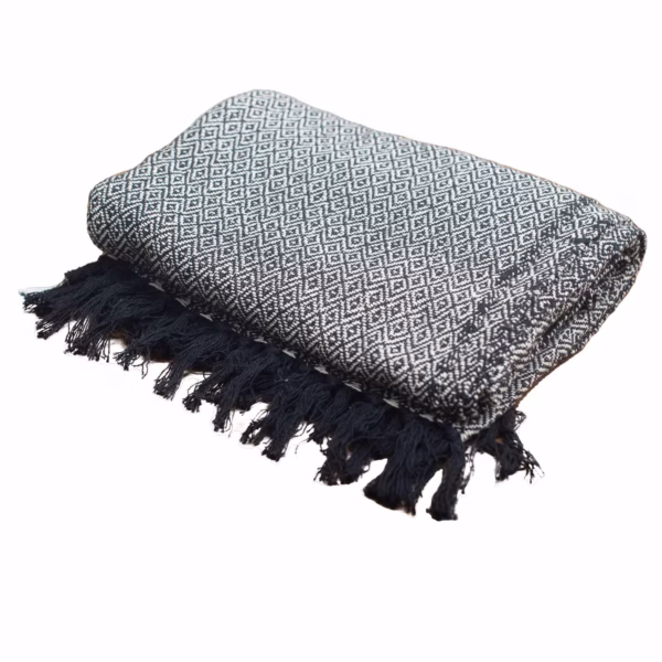 Boho Comfort Pledd - 125x150cm - Hvit - Charcoal - Bilde 3