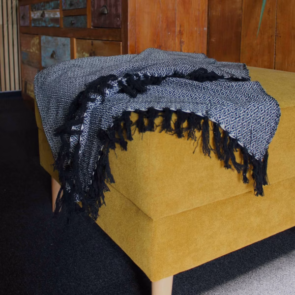Boho Comfort Pledd - 125x150cm - Hvit - Charcoal - Bilde 5
