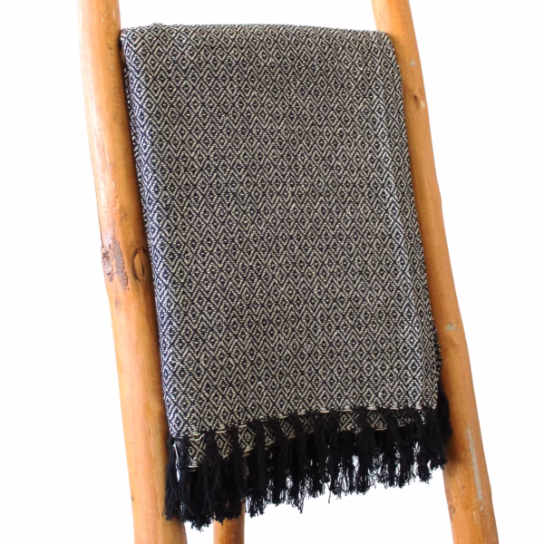 Boho Comfort Pledd - 125x150cm - Hvit - Charcoal