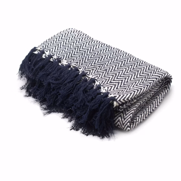 Boho Comfort Pledd - 125x150cm - Navy Zigzag - Bilde 2
