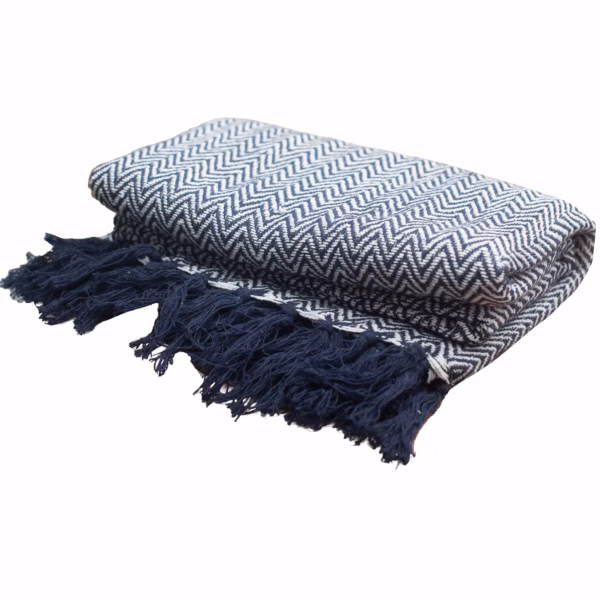 Boho Comfort Pledd - 125x150cm - Navy Zigzag - Bilde 3