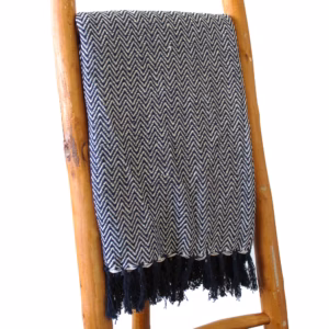 Boho Comfort Pledd - 125x150cm - Navy Zigzag