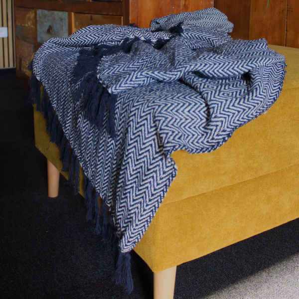 Boho Comfort Pledd - 125x150cm - Navy Zigzag - Bilde 5