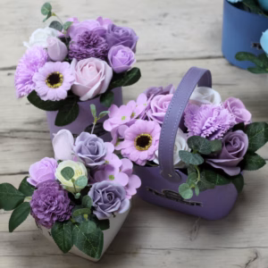Zeepbloem Boeket - Mandje - Lavendel - Klein
