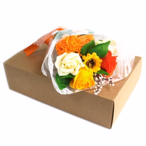 Blomstersåpe Såpebukett I Eske / Boks - Oransje