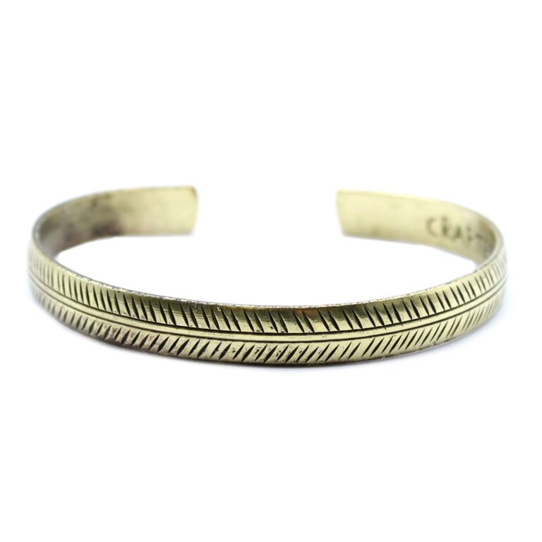 Brass-Tibetan-Bracelet-Slim-Tribal-Leaf