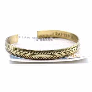 Brass Tibetan Bracelet - Slim Tribal Leaf