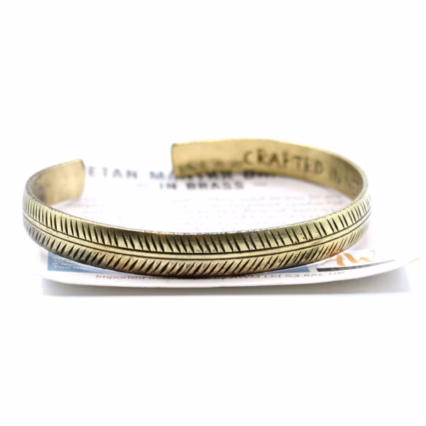 Tibetansk Armbånd I Messing - Slim Tribal Leaf - Bilde 4