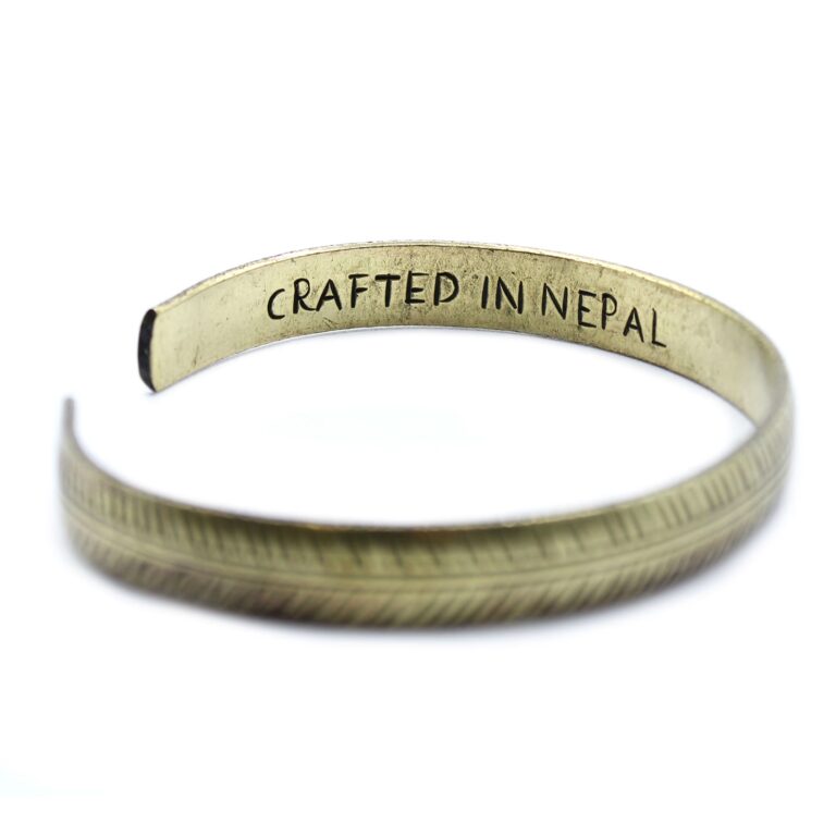 Brass-Tibetan-Bracelet-Slim-Tribal-Leaf
