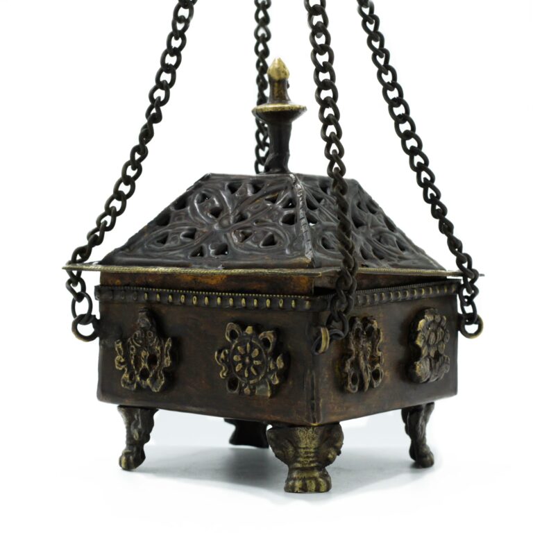 Brass-Tibetan-Burner-Eight-Symbols-Square-Hanging-Pot