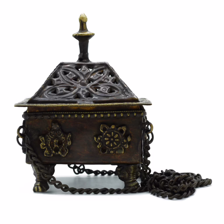 Brass-Tibetan-Burner-Eight-Symbols-Square-Hanging-Pot