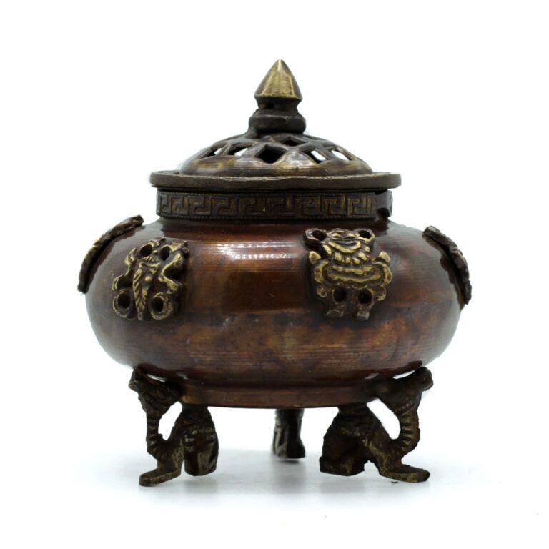 Brass-Tibetan-Incense-Burner-Six-Symbols-Standing-Pot