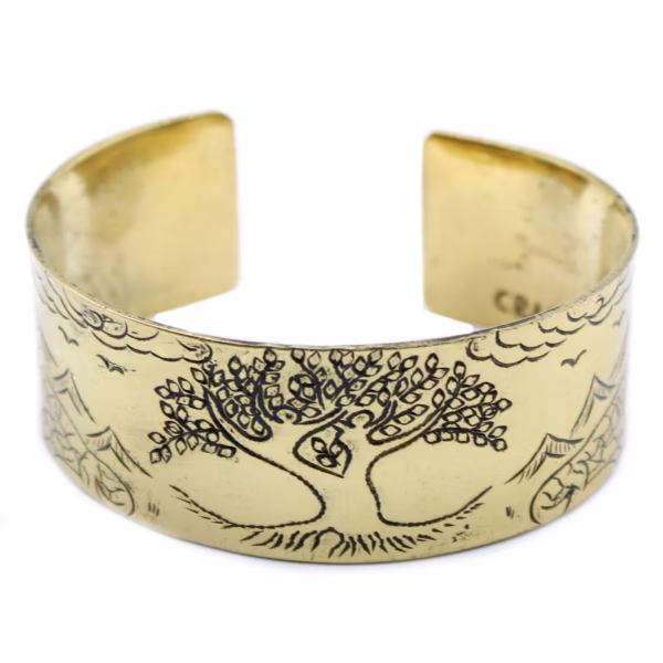 Brass Tibetan Mantra Bracelet - Tree Of Life - Image 3