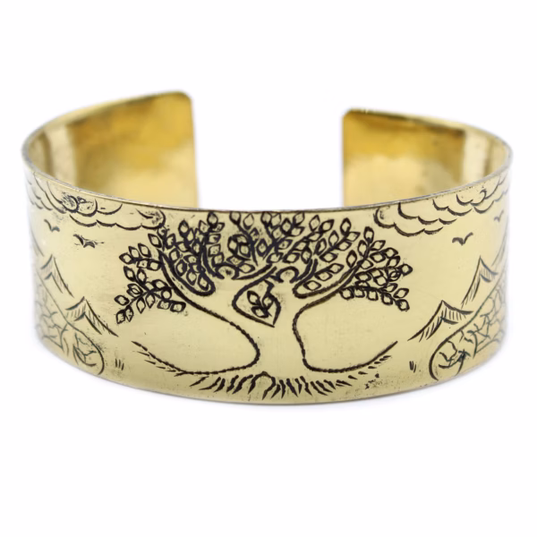 Brass Tibetan Mantra Bracelet - Tree Of Life