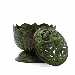 Messing Verdigris Tibetansk Røgelsesbrænder - Lille Lotus