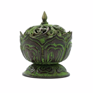 Tibetansk Røkelsesbrenner I Messing Verdigris - Lotus Liten