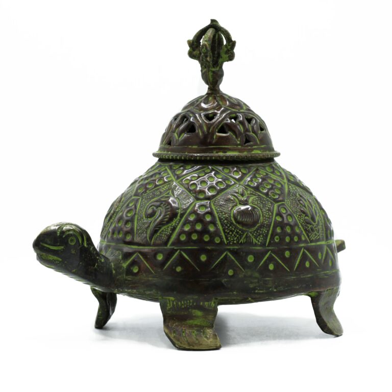 Brass-Verdigris-Tibetan-Turtle-Incense-Holder-Lrg