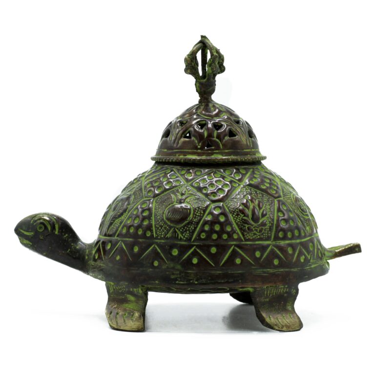 Brass-Verdigris-Tibetan-Turtle-Incense-Holder-Lrg