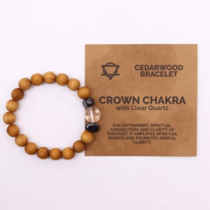 Cedarwood Crown Chakra Bangle with Clear Quartz