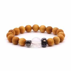 Cedertre Kronechakra Armbånd med Klar Kvarts