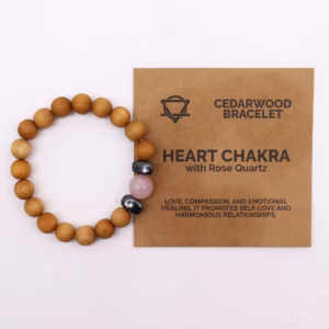 Armreif - Cedarwood Heart Chakra - Rosenquarz