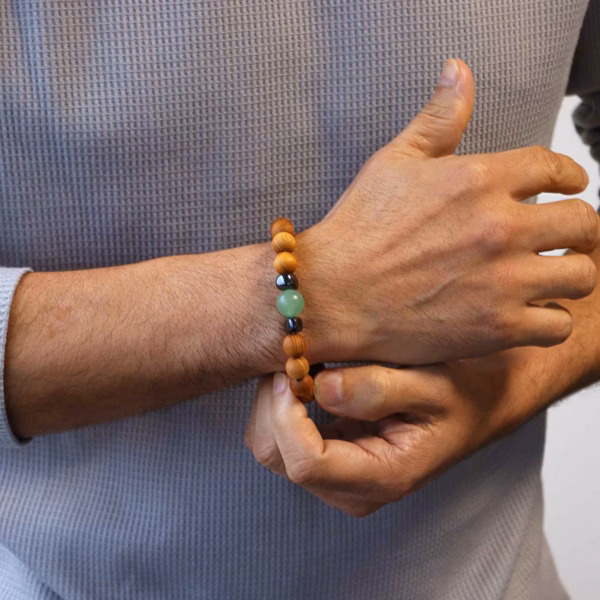 Cedarwood Sacral Chakra Bangle With Aventurin - Image 3
