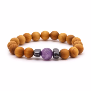 Cedertre Armbånd med Det Tredje Øyets Chakra Og Ametyst