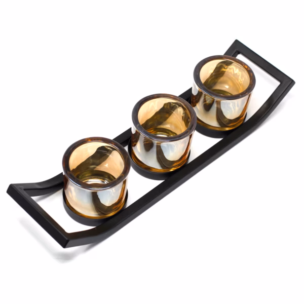 Centrepiece Iron Votive Candle Holder - 3 Cup Ledge - Image 2